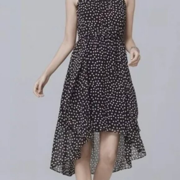 WHBM Halter Dress Women's Size 4 High Low Polka Dots Sleeveless Black White NEW - Picture 5 of 14